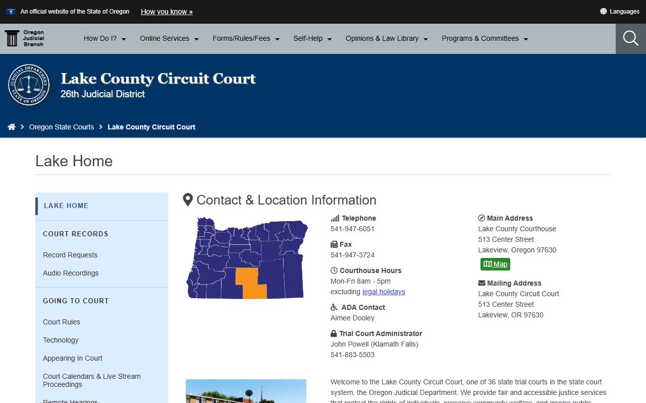 Lake County Circuit Court records and courthouse homepage