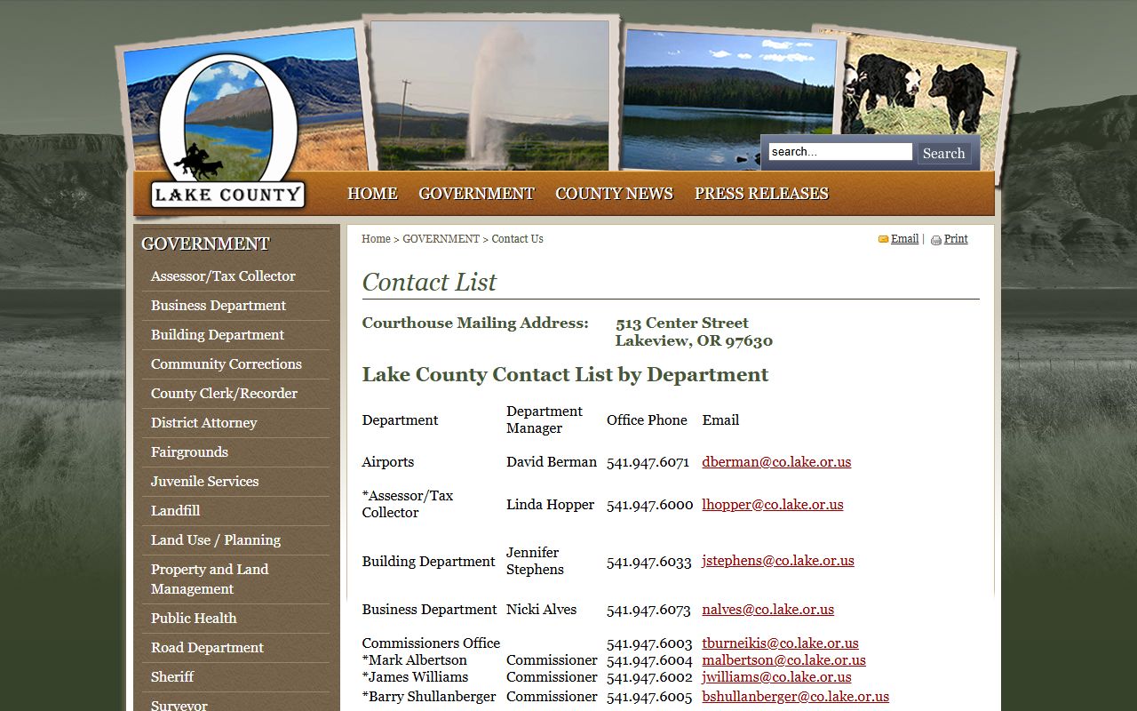 Lake County court records county contact list