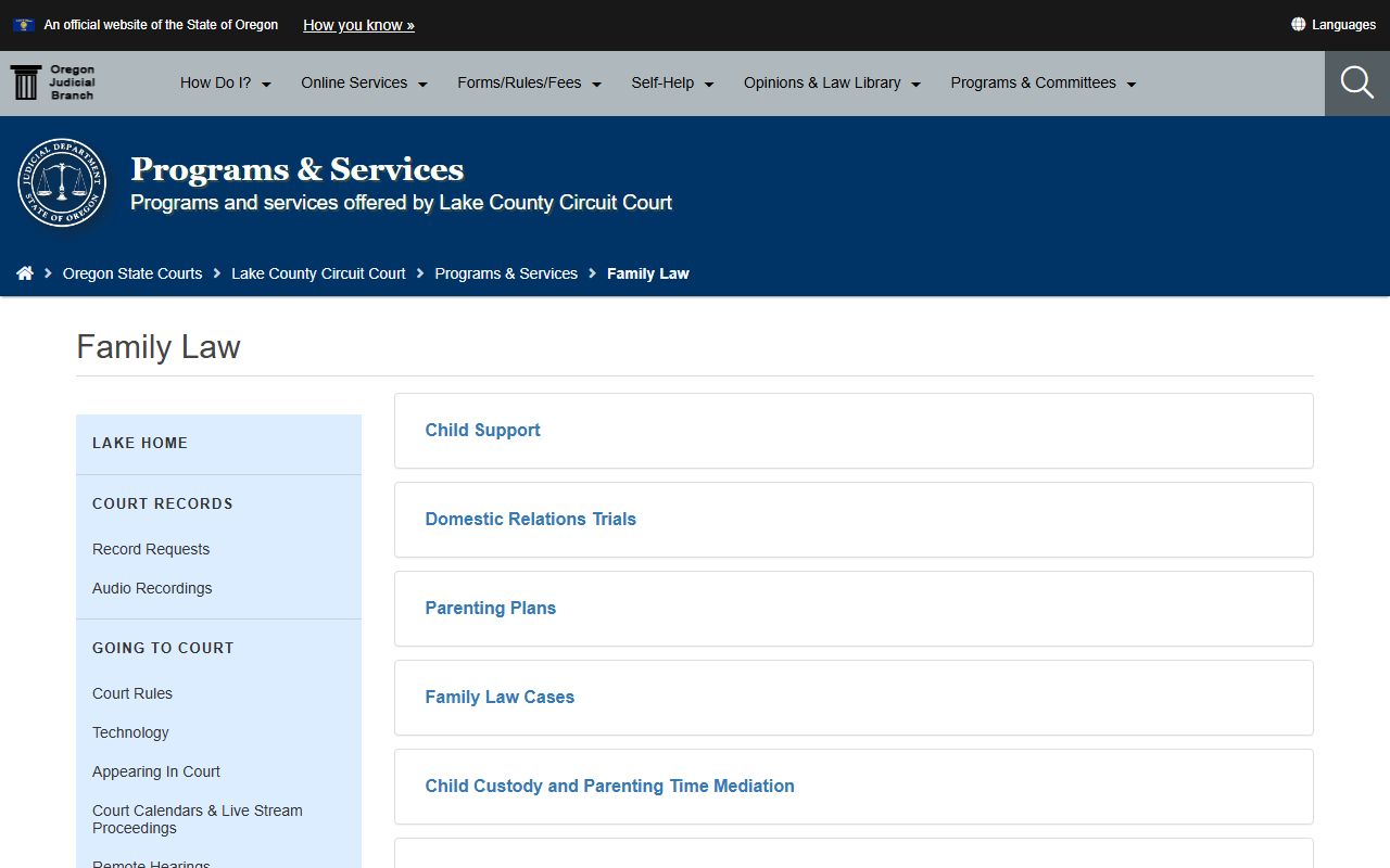 Lake County probate records family law procedure page