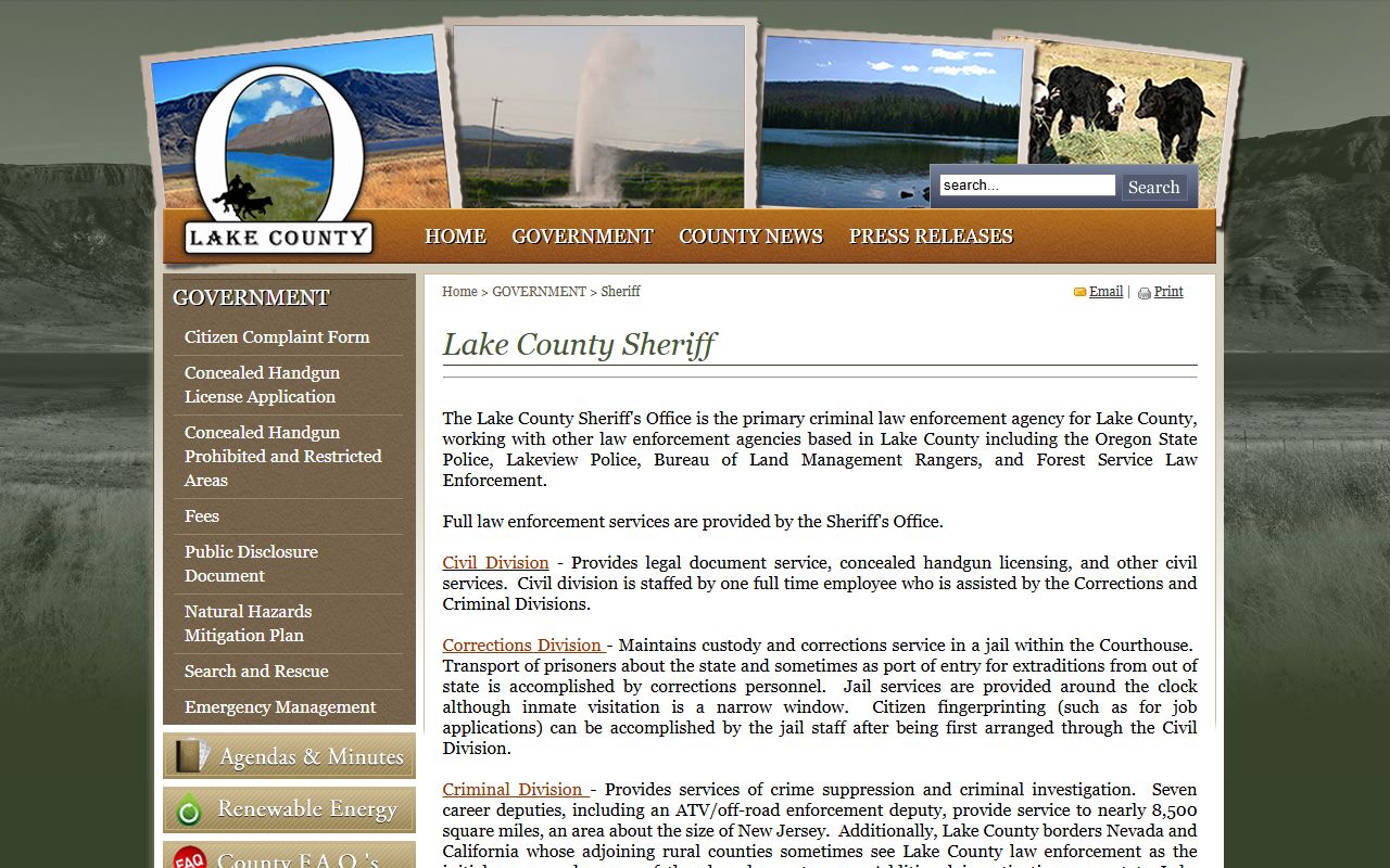 Lake County warrant records sheriff office contact page